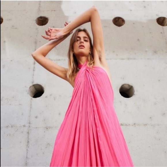 A.L.C. Rio Pleated Maxi Dress Gown in Neon Pink Size 00 - Picture 5 of 13